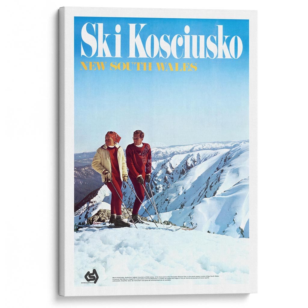 Ski Kosciuszko | Australia A3 297 X 420Mm 11.7 16.5 Inches / Stretched Canvas Print Art