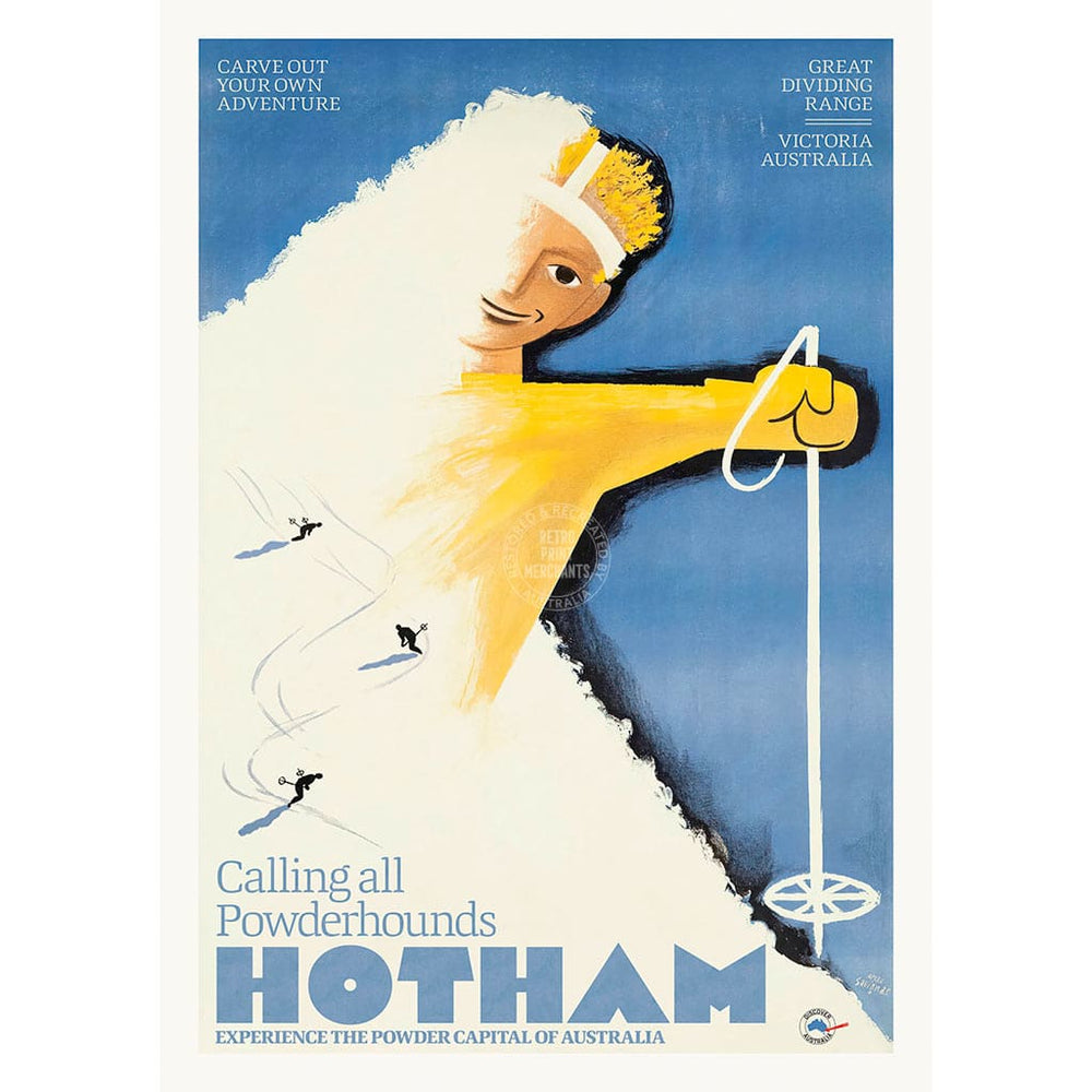 SKI MOUNT HOTHAM POWDER | AUSTRALIA A2 | 420 x 594mm | 16.5 x 23.4 inches / Unframed Print Print Art