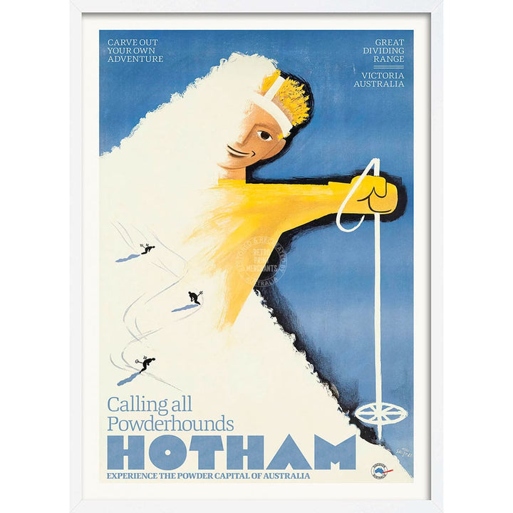 SKI MOUNT HOTHAM POWDER | AUSTRALIA A3 | 297 x 420mm | 11.7 x 16.5 inches / Framed Print: White Timber Print Art