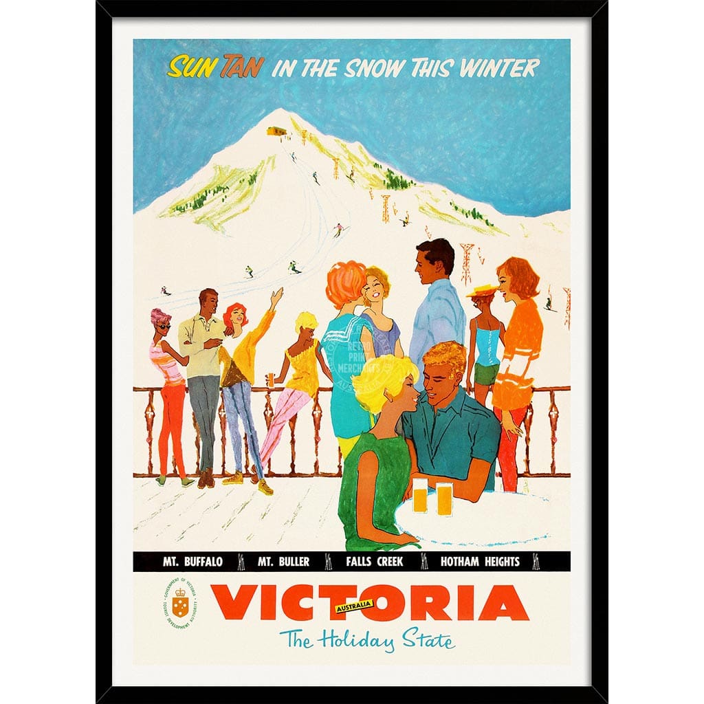 Ski Victoria | Australia A3 297 X 420Mm 11.7 16.5 Inches / Framed Print: Black Timber Print Art
