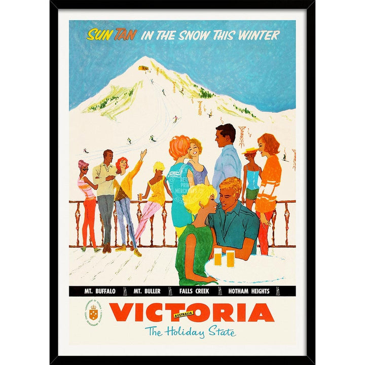 Ski Victoria | Australia A3 297 X 420Mm 11.7 16.5 Inches / Framed Print: Black Timber Print Art