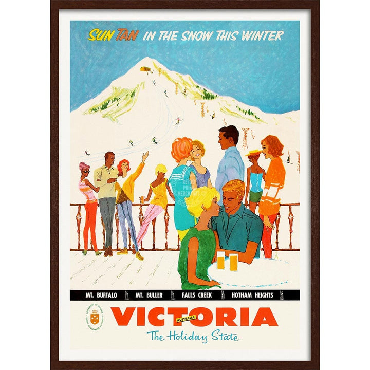 Ski Victoria | Australia A3 297 X 420Mm 11.7 16.5 Inches / Framed Print: Chocolate Oak Timber Print