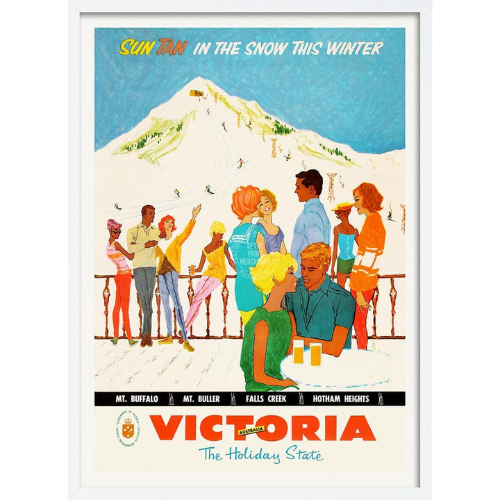 Ski Victoria | Australia A3 297 X 420Mm 11.7 16.5 Inches / Framed Print: White Timber Print Art