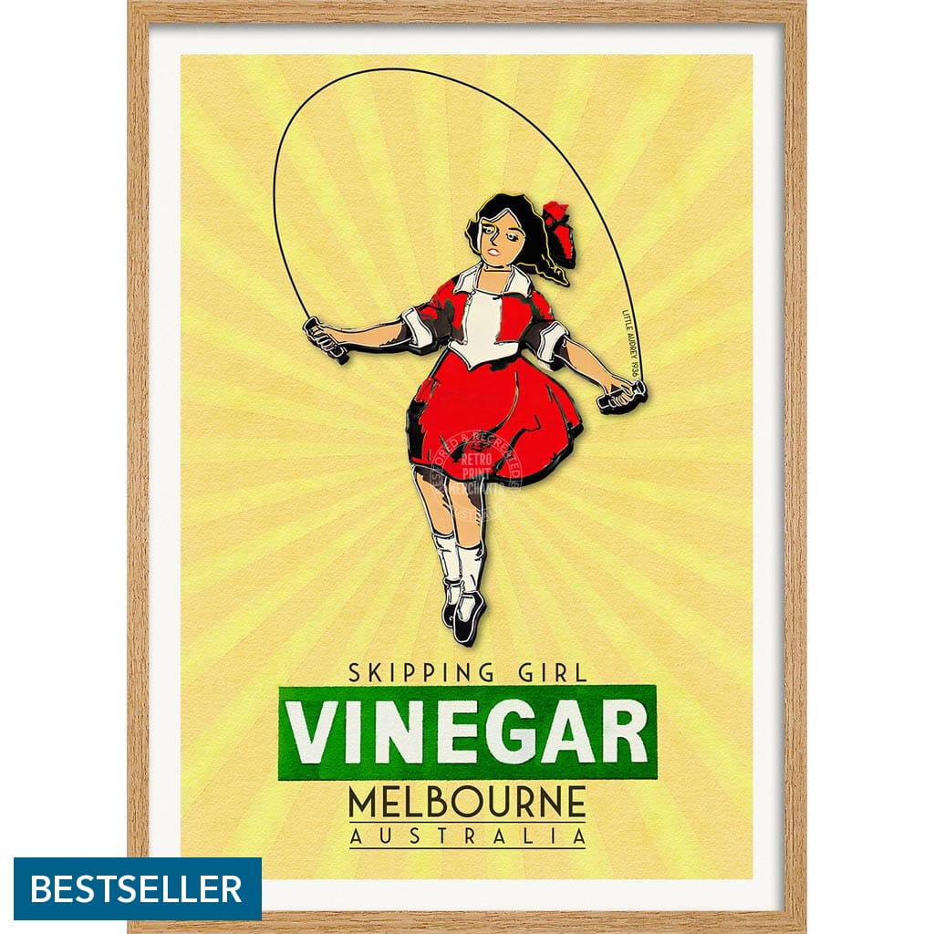 Skipping Girl | Australia A3 297 X 420Mm 11.7 16.5 Inches / Framed Print - Natural Oak Timber Art