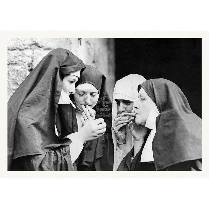 Smoking Nuns | Uk A4 210 X 297Mm 8.3 11.7 Inches / Unframed Print Art
