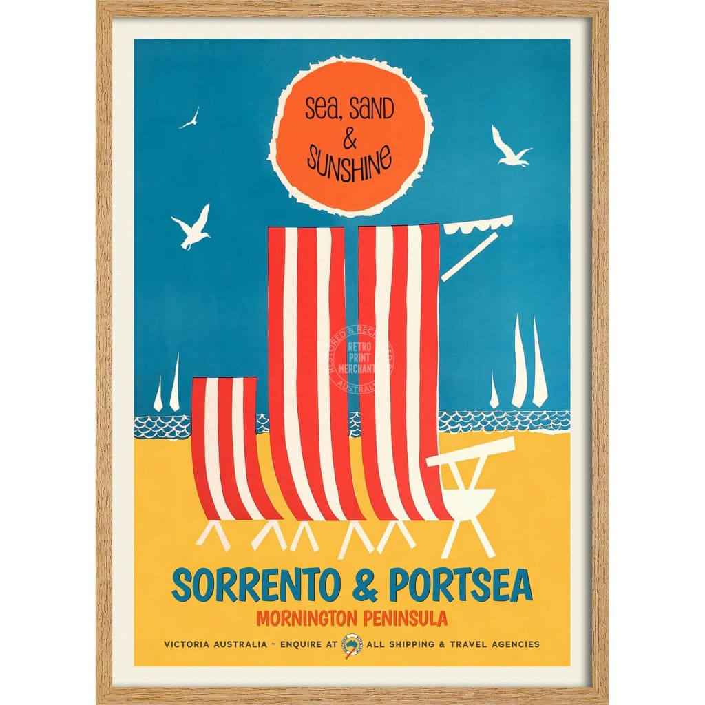 Sorrento & Portsea | Australia 422Mm X 295Mm 16.6 11.6 A3 / Natural Oak Print Art