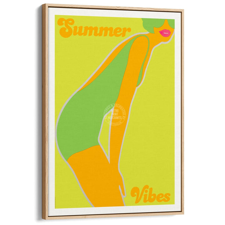 Summer Vibes | Australia A3 297 X 420Mm 11.7 16.5 Inches / Canvas Floating Frame - Natural Oak