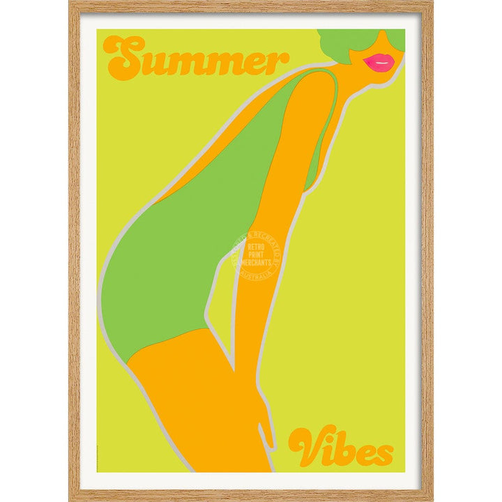 Summer Vibes | Australia A3 297 X 420Mm 11.7 16.5 Inches / Framed Print - Natural Oak Timber Art