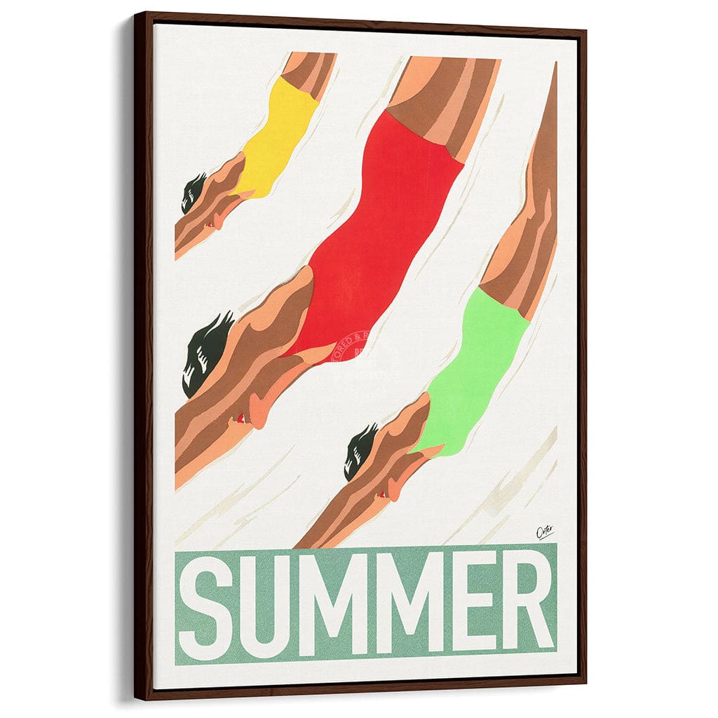 Summer | Worldwide A4 210 X 297Mm 8.3 11.7 Inches / Canvas Floating Frame: Chocolate Oak Timber
