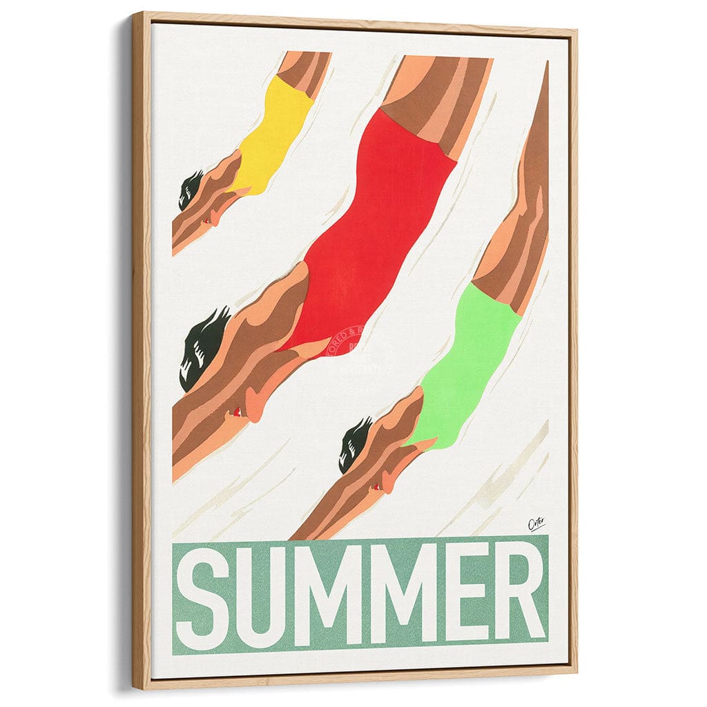 Summer | Worldwide A4 210 X 297Mm 8.3 11.7 Inches / Canvas Floating Frame: Natural Oak Timber Print