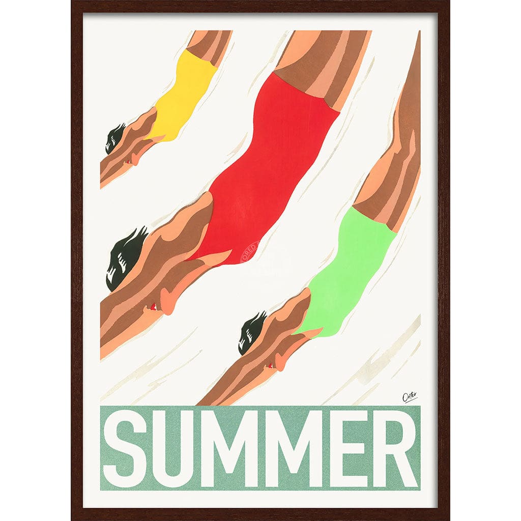Summer | Worldwide A4 210 X 297Mm 8.3 11.7 Inches / Framed Print: Chocolate Oak Timber Print Art