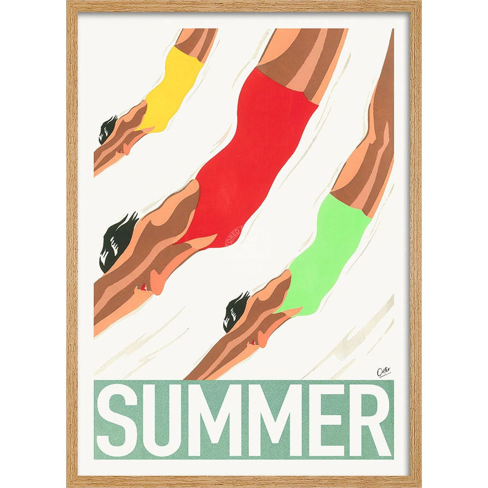 Summer | Worldwide A4 210 X 297Mm 8.3 11.7 Inches / Framed Print: Natural Oak Timber Print Art