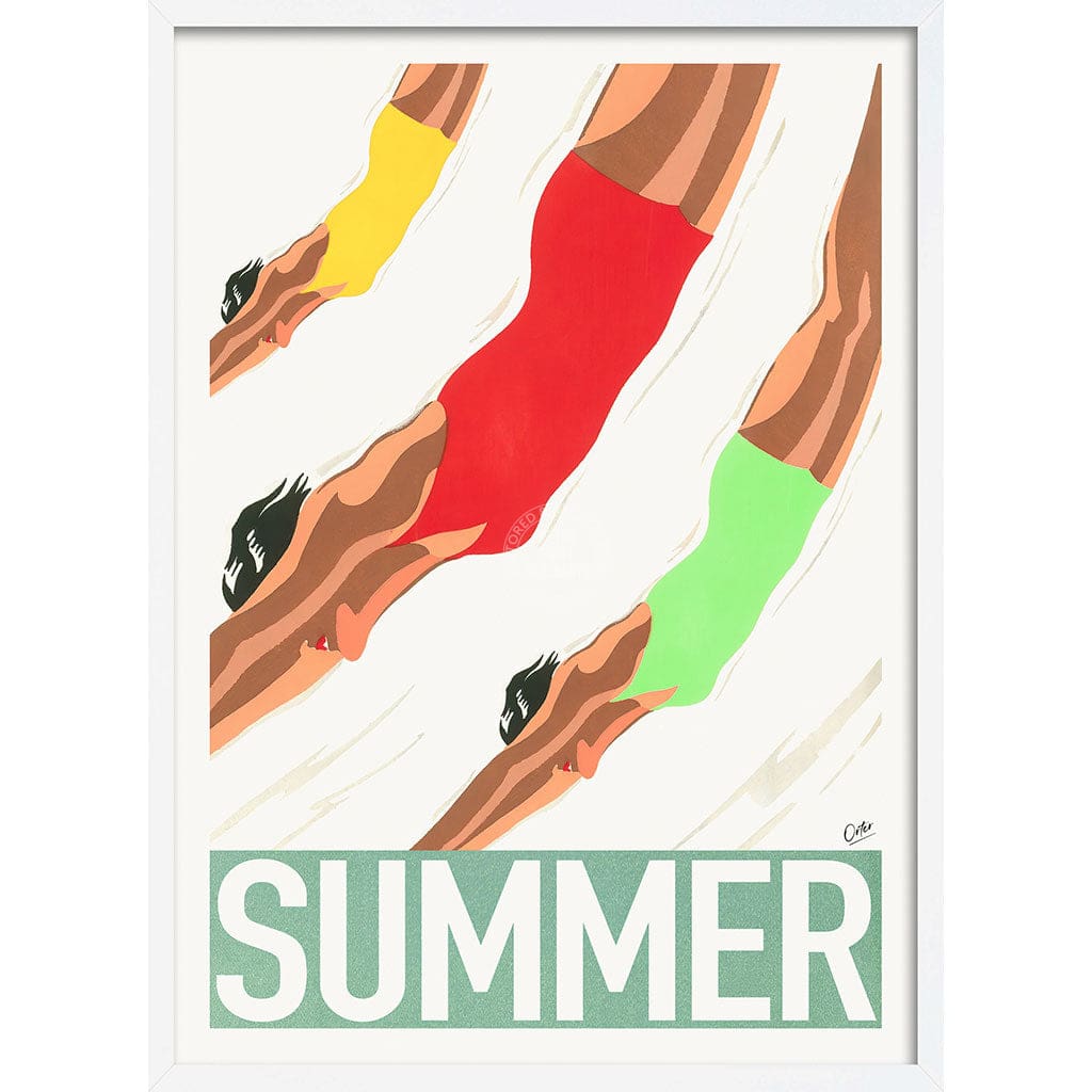 Summer | Worldwide A4 210 X 297Mm 8.3 11.7 Inches / Framed Print: White Timber Print Art