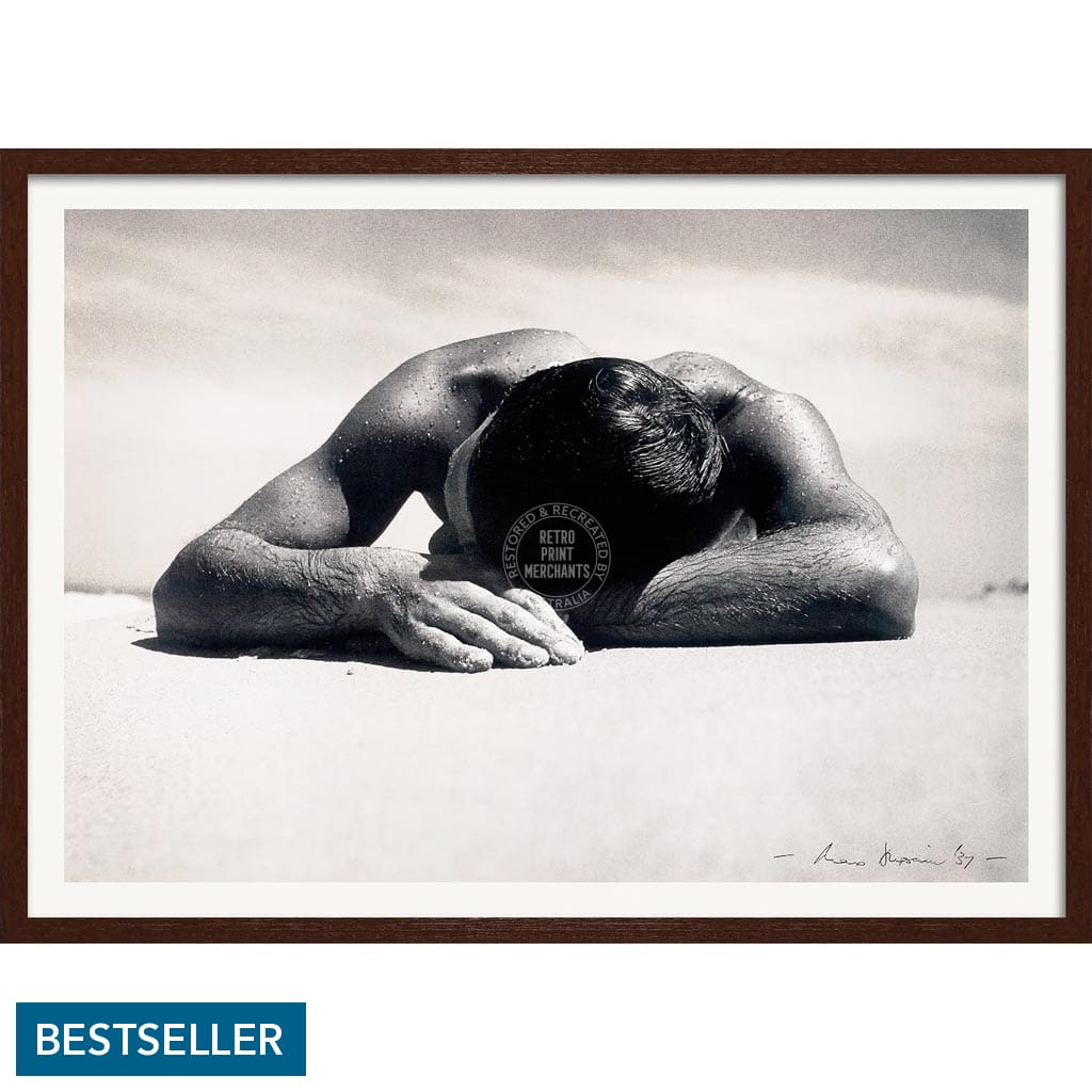 Sunbaker 1937 | Australia A3 297 X 420Mm 11.7 16.5 Inches / Framed Print - Dark Oak Timber Art