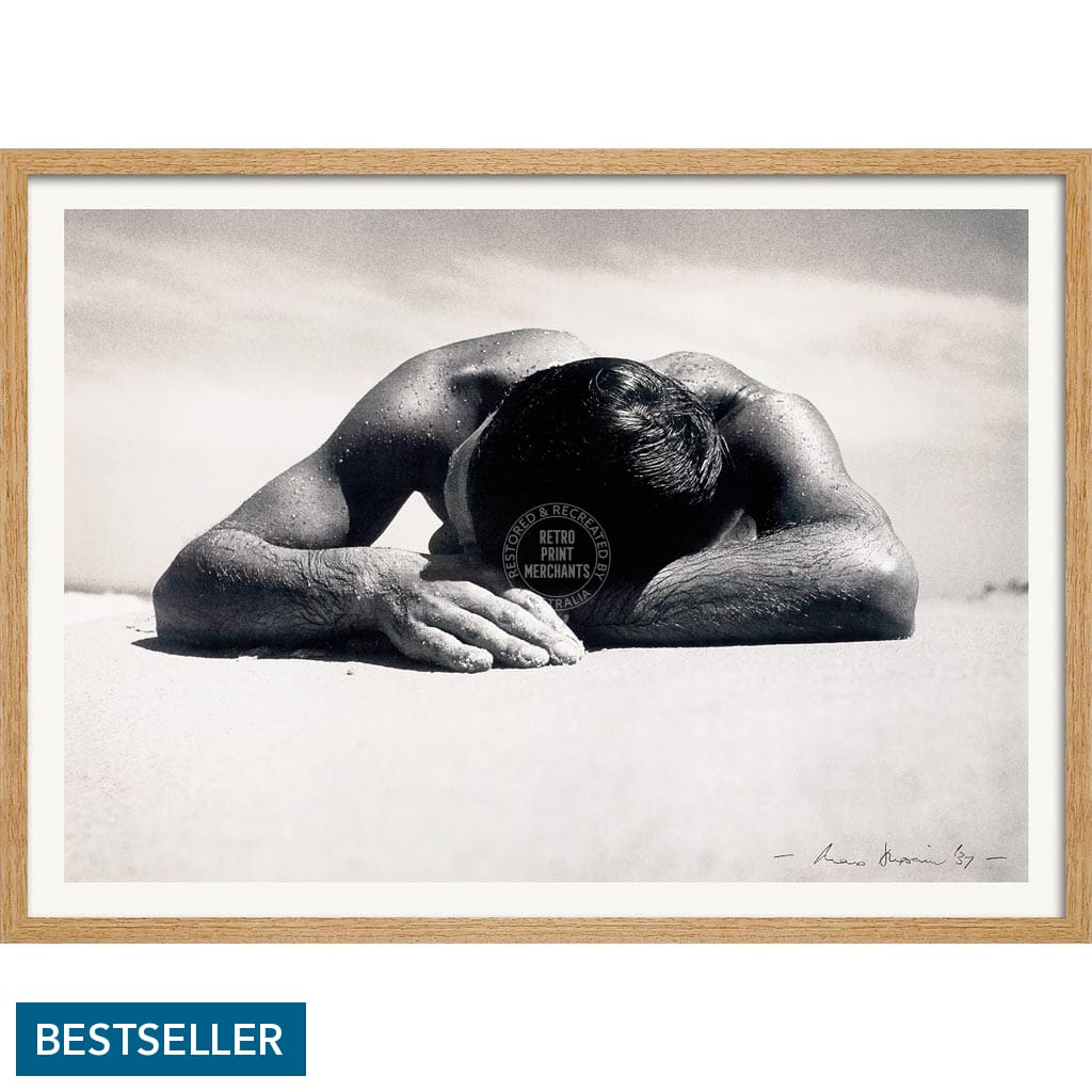 Sunbaker 1937 | Australia A3 297 X 420Mm 11.7 16.5 Inches / Framed Print - Natural Oak Timber Art