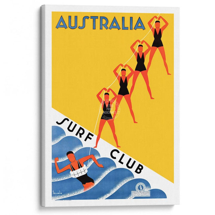 Surf Club 1936 | Australia A3 297 X 420Mm 11.7 16.5 Inches / Stretched Canvas Print Art