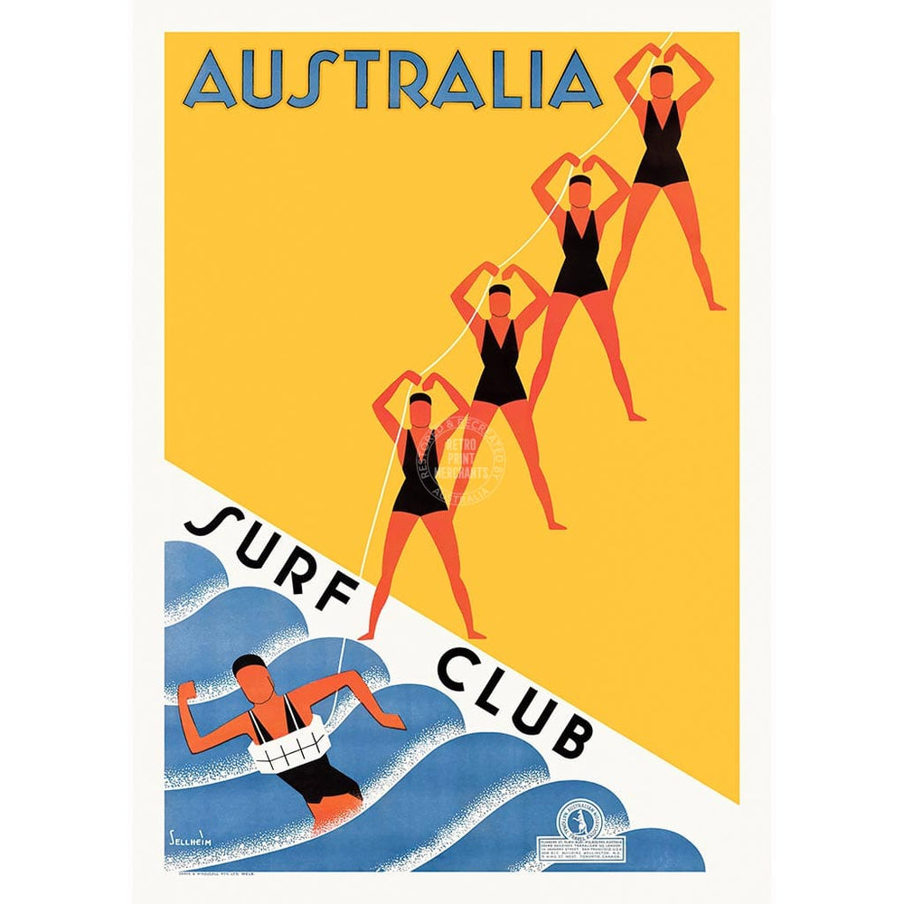 Surf Club 1936 | Australia A3 297 X 420Mm 11.7 16.5 Inches / Unframed Print Art