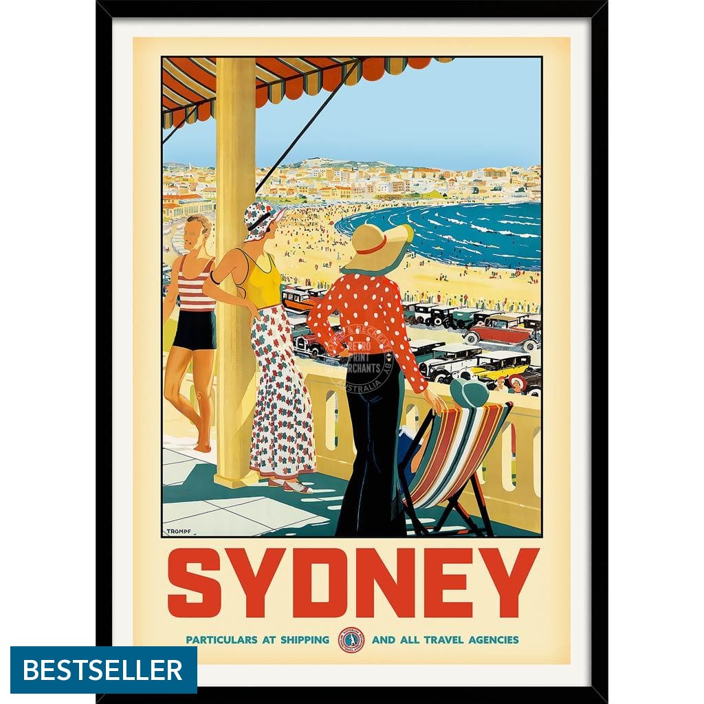 Sydney Bondi Beach | Australia 422Mm X 295Mm 16.6 11.6 A3 / Black Print Art