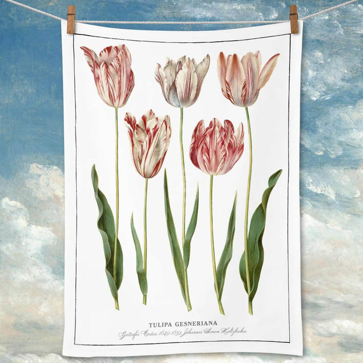 Linen Tea Towel | Botanical Tulips Linen Tea Towel