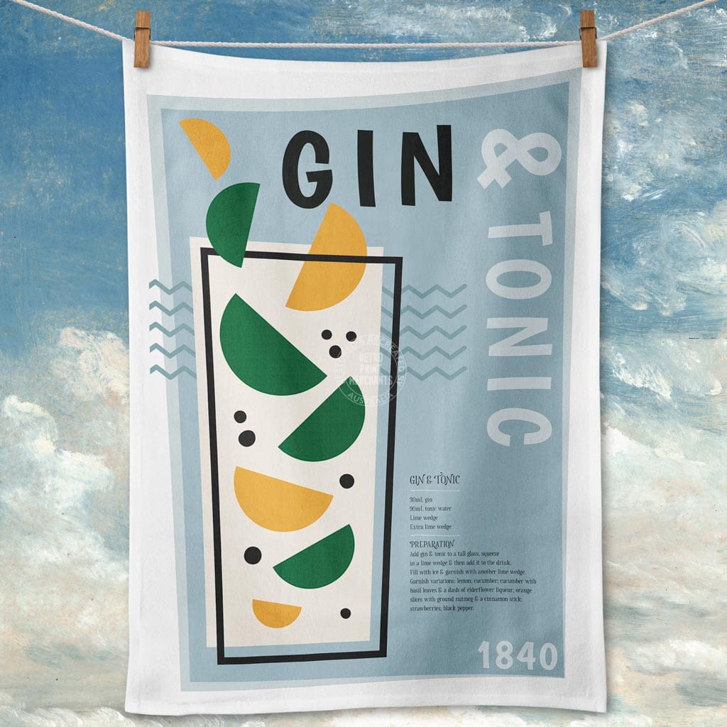 Linen Tea Towel | Gin & Tonic Linen Tea Towel