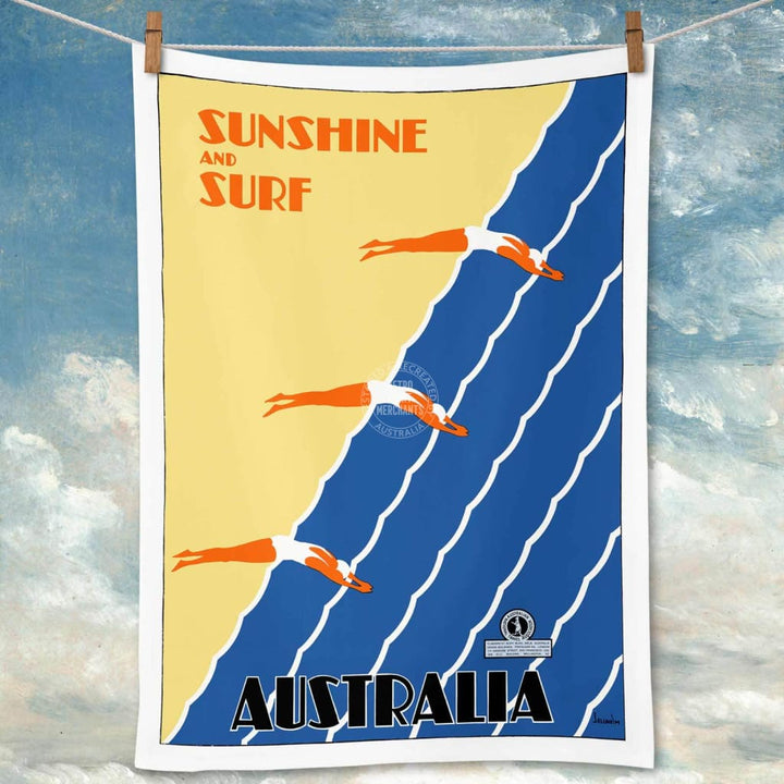 Linen Tea Towel | Sunshine & Surf Dive Linen Tea Towel