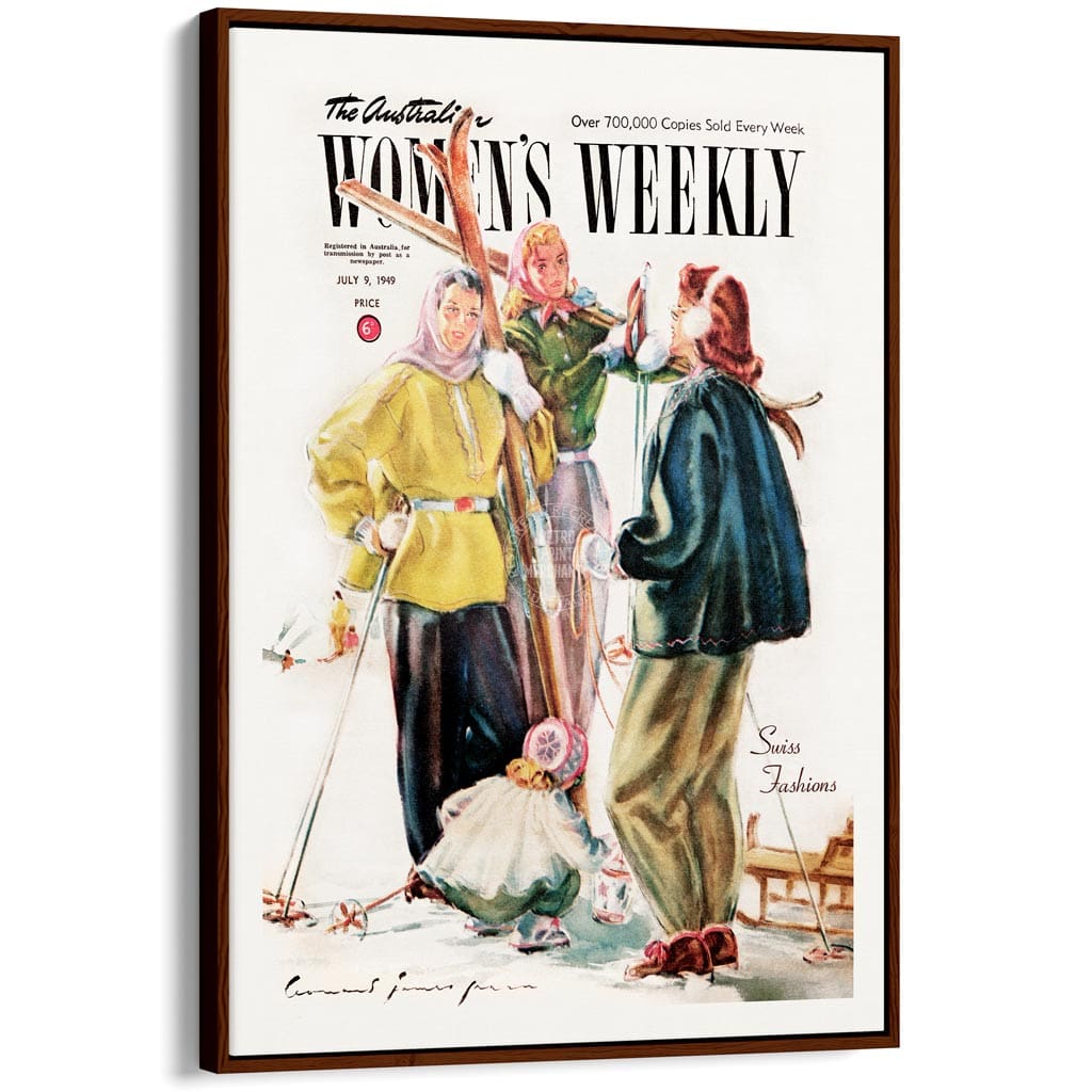 The Australian Women’s Weekly 1949 Snow Ski | Australia A3 297 X 420Mm 11.7 16.5 Inches / Canvas