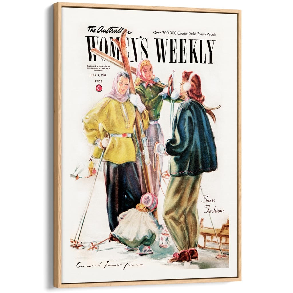 The Australian Women’s Weekly 1949 Snow Ski | Australia A3 297 X 420Mm 11.7 16.5 Inches / Canvas