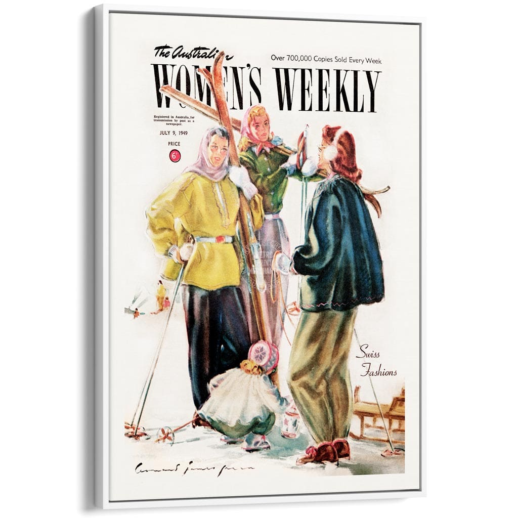 The Australian Women’s Weekly 1949 Snow Ski | Australia A3 297 X 420Mm 11.7 16.5 Inches / Canvas