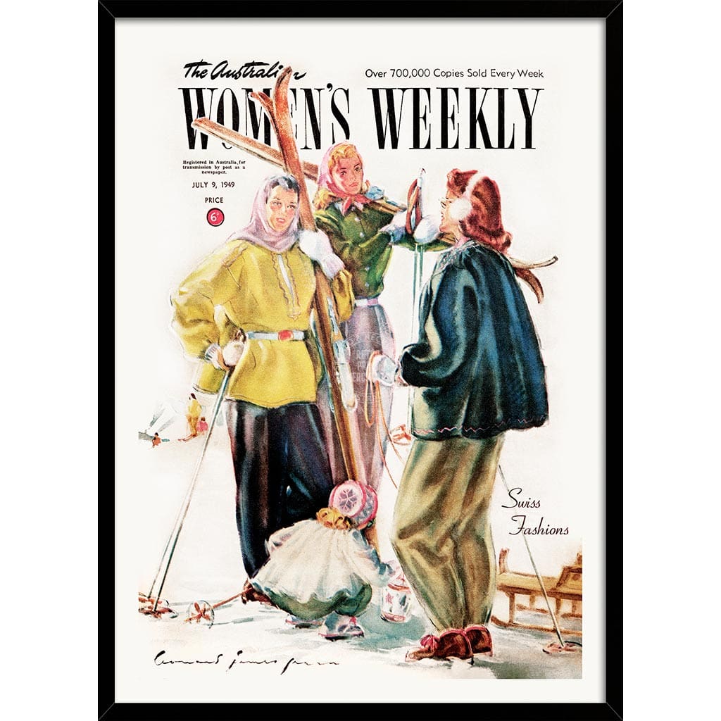 The Australian Women’s Weekly 1949 Snow Ski | Australia A3 297 X 420Mm 11.7 16.5 Inches / Framed