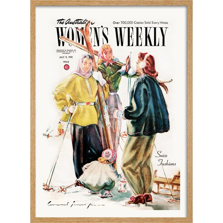 The Australian Women’s Weekly 1949 Snow Ski | Australia A3 297 X 420Mm 11.7 16.5 Inches / Framed