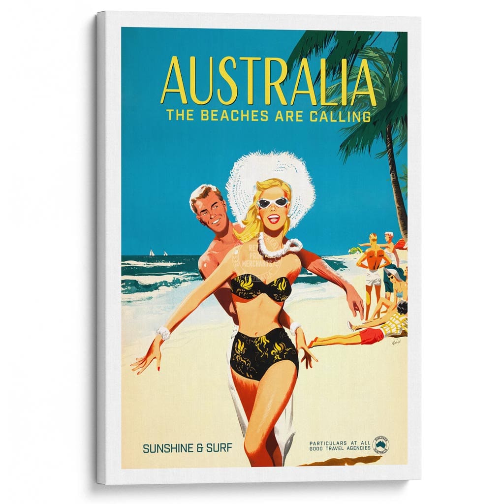 The Beaches Are Calling | Australia A3 297 X 420Mm 11.7 16.5 Inches / Stretched Canvas Print Art