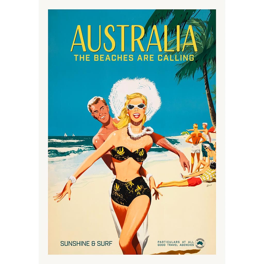 The Beaches Are Calling | Australia A3 297 X 420Mm 11.7 16.5 Inches / Unframed Print Art