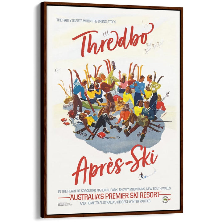 Thredbo Apres-Ski | Australia A3 297 X 420Mm 11.7 16.5 Inches / Canvas Floating Frame: Chocolate