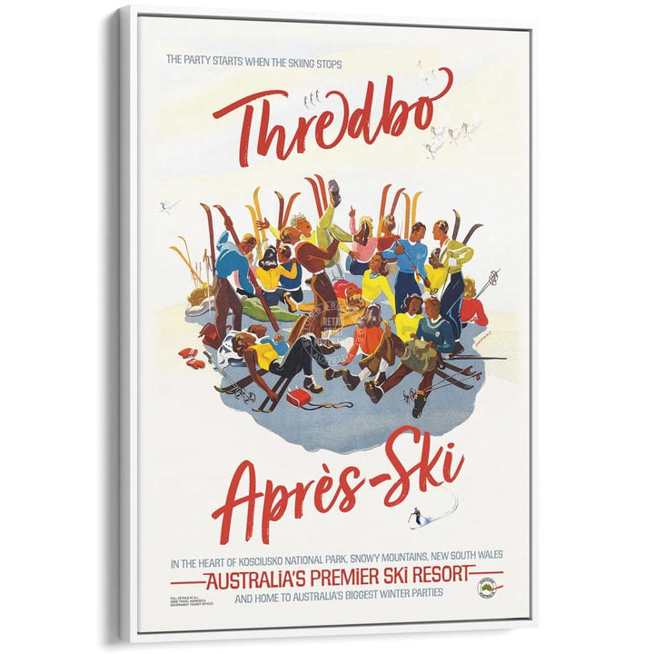 Thredbo Apres-Ski | Australia A3 297 X 420Mm 11.7 16.5 Inches / Canvas Floating Frame: White Timber