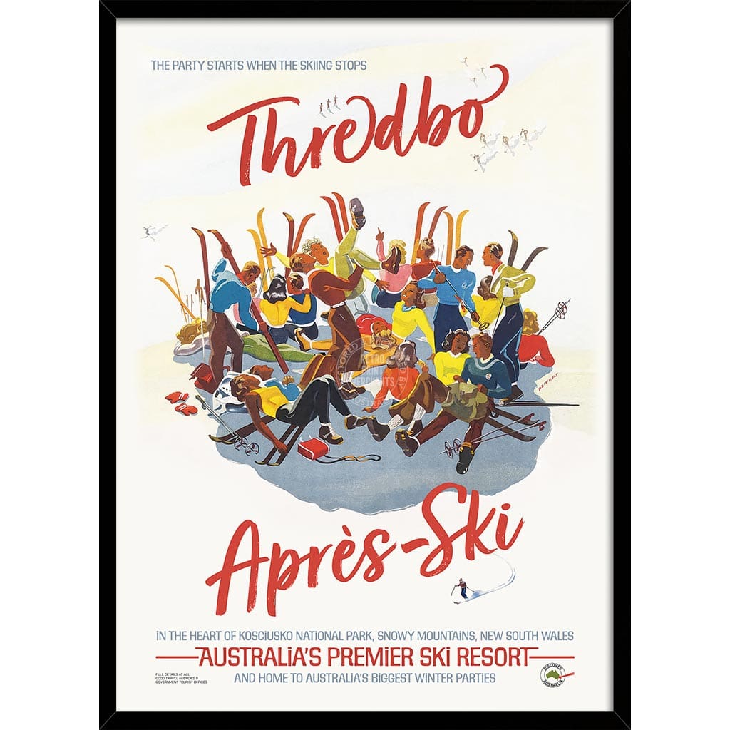 Thredbo Apres-Ski | Australia A3 297 X 420Mm 11.7 16.5 Inches / Framed Print: Black Timber Print Art