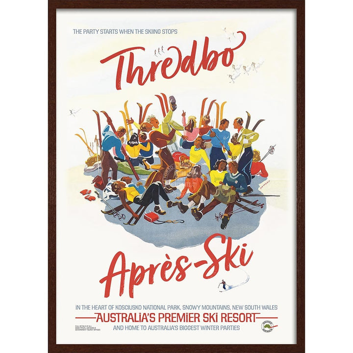 Thredbo Apres-Ski | Australia A3 297 X 420Mm 11.7 16.5 Inches / Framed Print: Chocolate Oak Timber