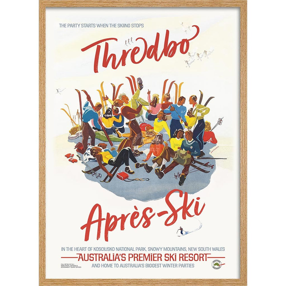 Thredbo Apres-Ski | Australia A3 297 X 420Mm 11.7 16.5 Inches / Framed Print: Natural Oak Timber