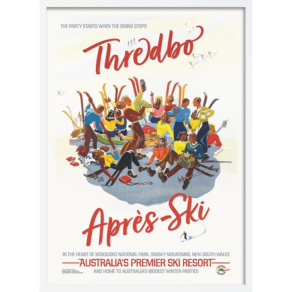 Thredbo Apres-Ski | Australia A3 297 X 420Mm 11.7 16.5 Inches / Framed Print: White Timber Print Art
