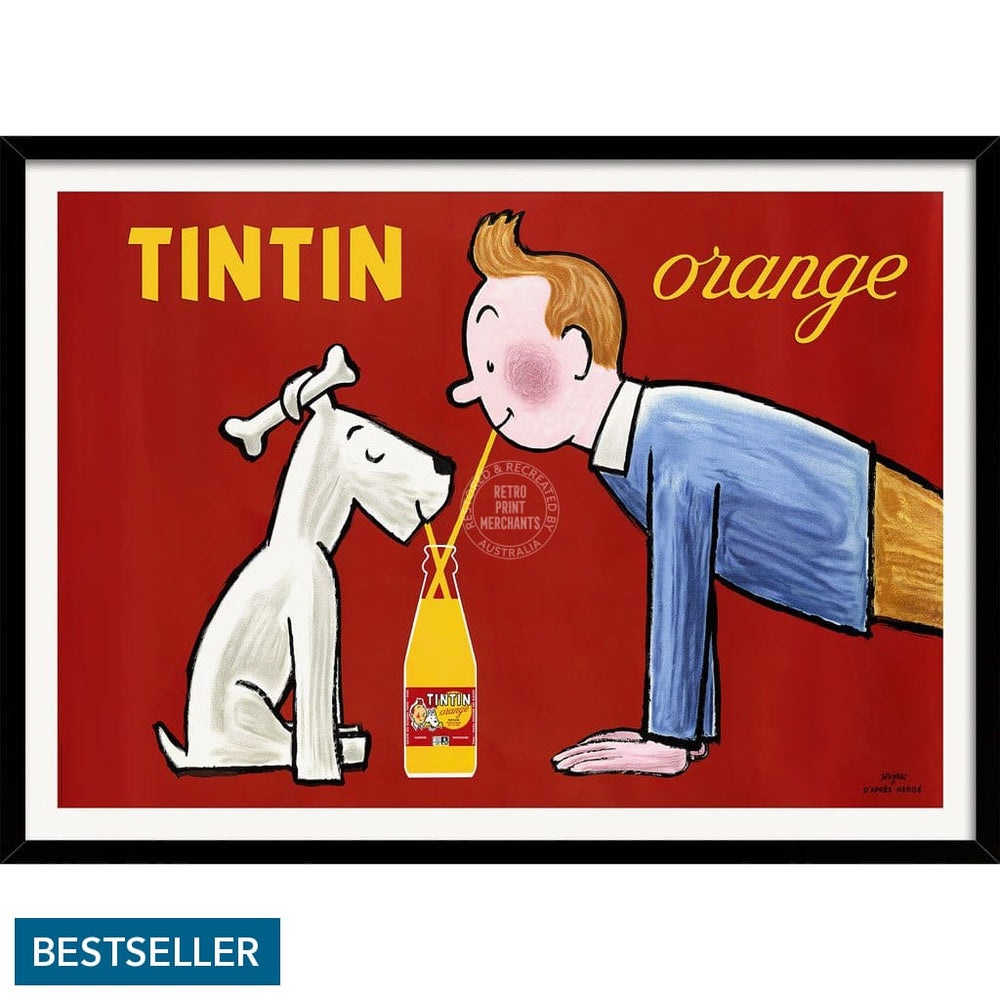 Tintin Orange Soda | France A3 297 X 420Mm 11.7 16.5 Inches / Framed Print - Black Timber Art
