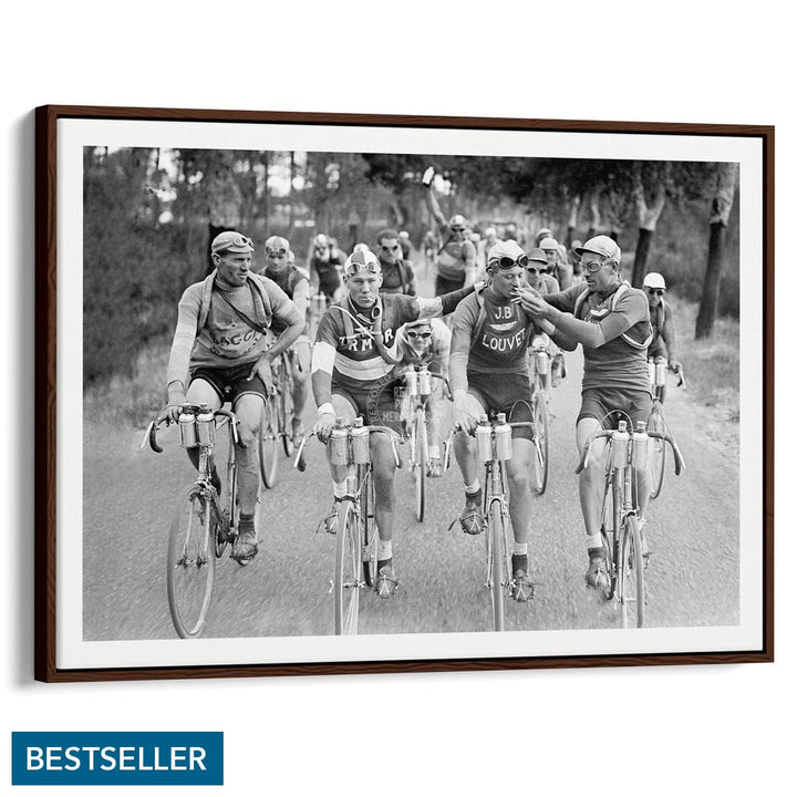 Tour De France 1927 | A3 297 X 420Mm 11.7 16.5 Inches / Canvas Floating Frame - Dark Oak Timber