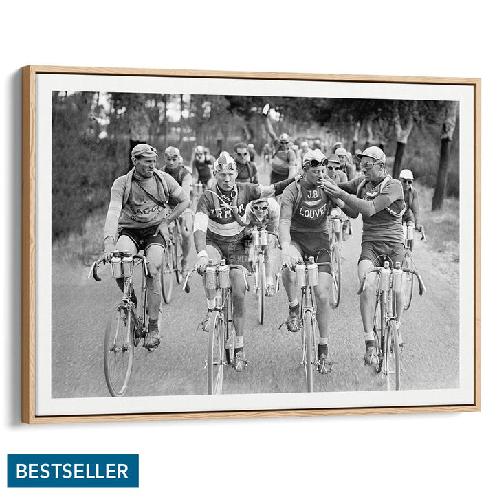 Tour De France 1927 | A3 297 X 420Mm 11.7 16.5 Inches / Canvas Floating Frame - Natural Oak Timber
