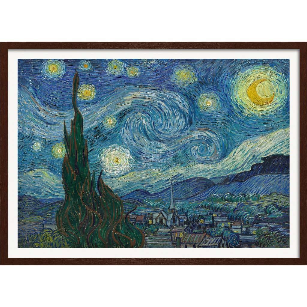 Van Gogh Starry Night | France A3 297 X 420Mm 11.7 16.5 Inches / Framed Print - Dark Oak Timber Art