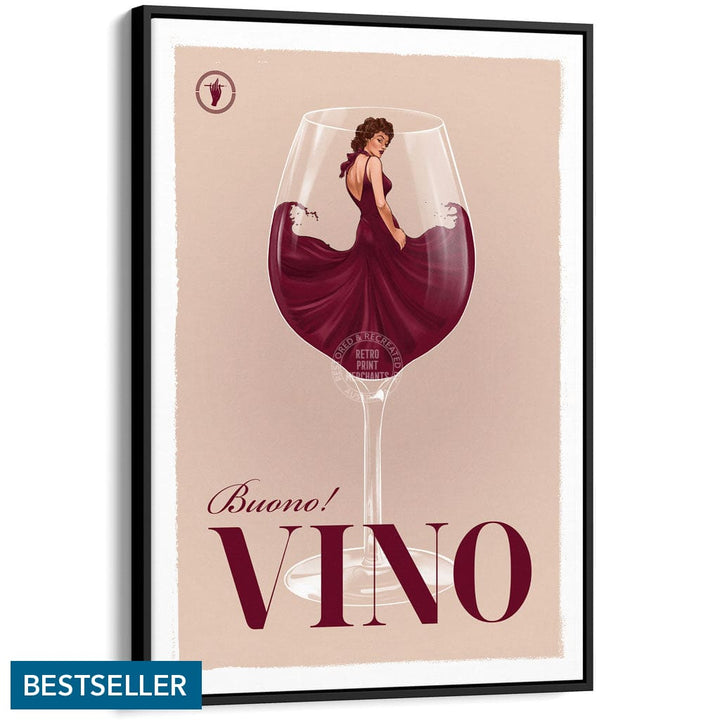 VINO | WORLDWIDE A3 | 297 x 420mm | 11.7 x 16.5 inches / Canvas Floating Frame: Black Timber Print Art