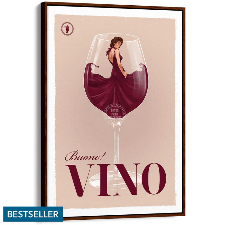 VINO | WORLDWIDE A3 | 297 x 420mm | 11.7 x 16.5 inches / Canvas Floating Frame: Chocolate Oak Timber Print Art