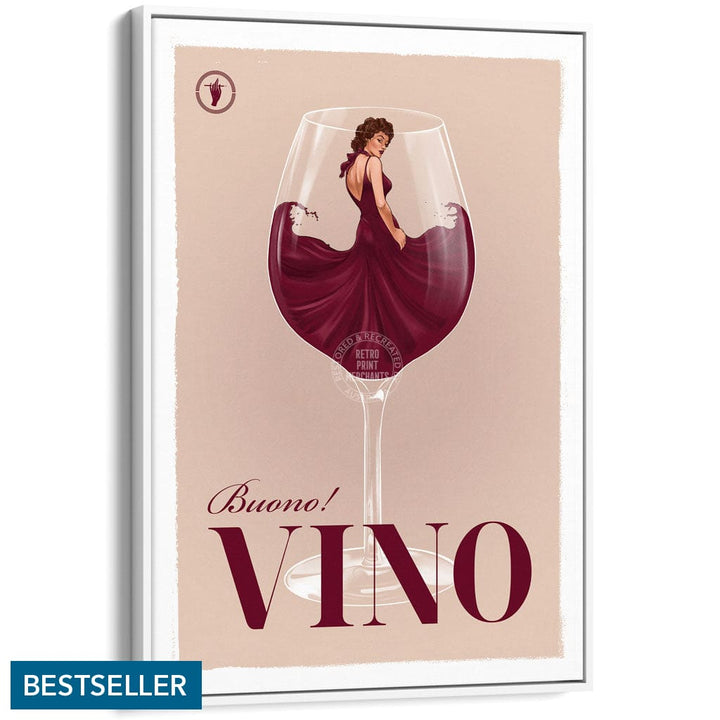 VINO | WORLDWIDE A3 | 297 x 420mm | 11.7 x 16.5 inches / Canvas Floating Frame: White Timber Print Art