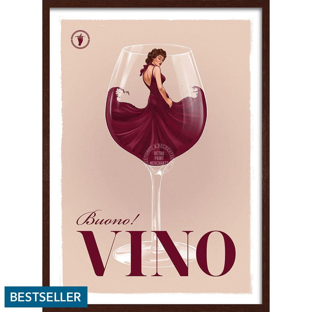 VINO | WORLDWIDE A3 | 297 x 420mm | 11.7 x 16.5 inches / Framed Print: Chocolate Oak Timber Print Art