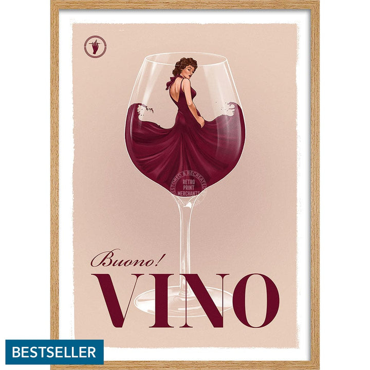 VINO | WORLDWIDE A3 | 297 x 420mm | 11.7 x 16.5 inches / Framed Print: Natural Oak Timber Print Art