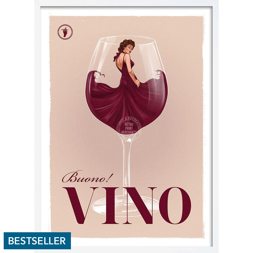 VINO | WORLDWIDE A3 | 297 x 420mm | 11.7 x 16.5 inches / Framed Print: White Timber Print Art