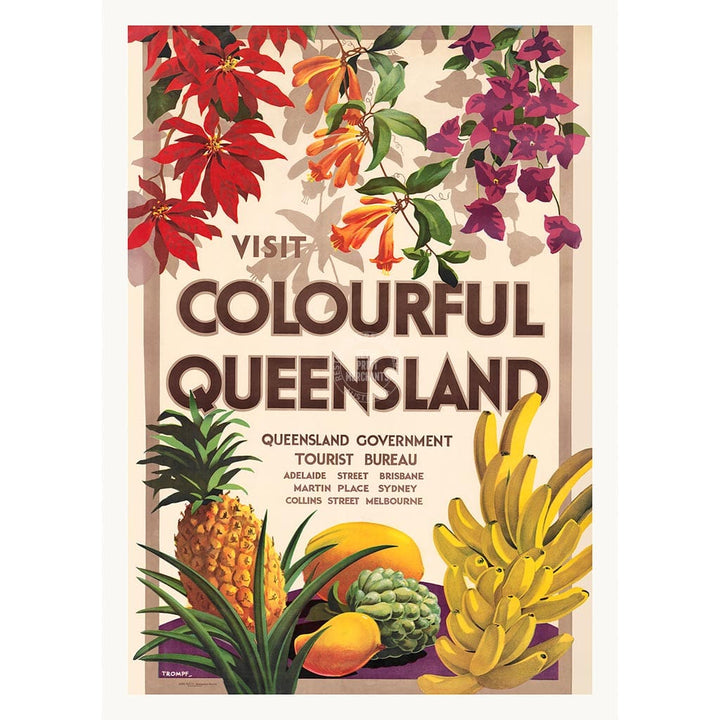 VISIT COLOURFUL QUEENSLAND | AUSTRALIA A2 | 420 x 594mm | 16.5 x 23.4 inches / Unframed Print Print Art