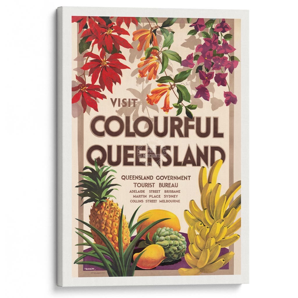 VISIT COLOURFUL QUEENSLAND | AUSTRALIA A3 | 297 x 420mm | 11.7 x 16.5 inches / Stretched Canvas Print Art